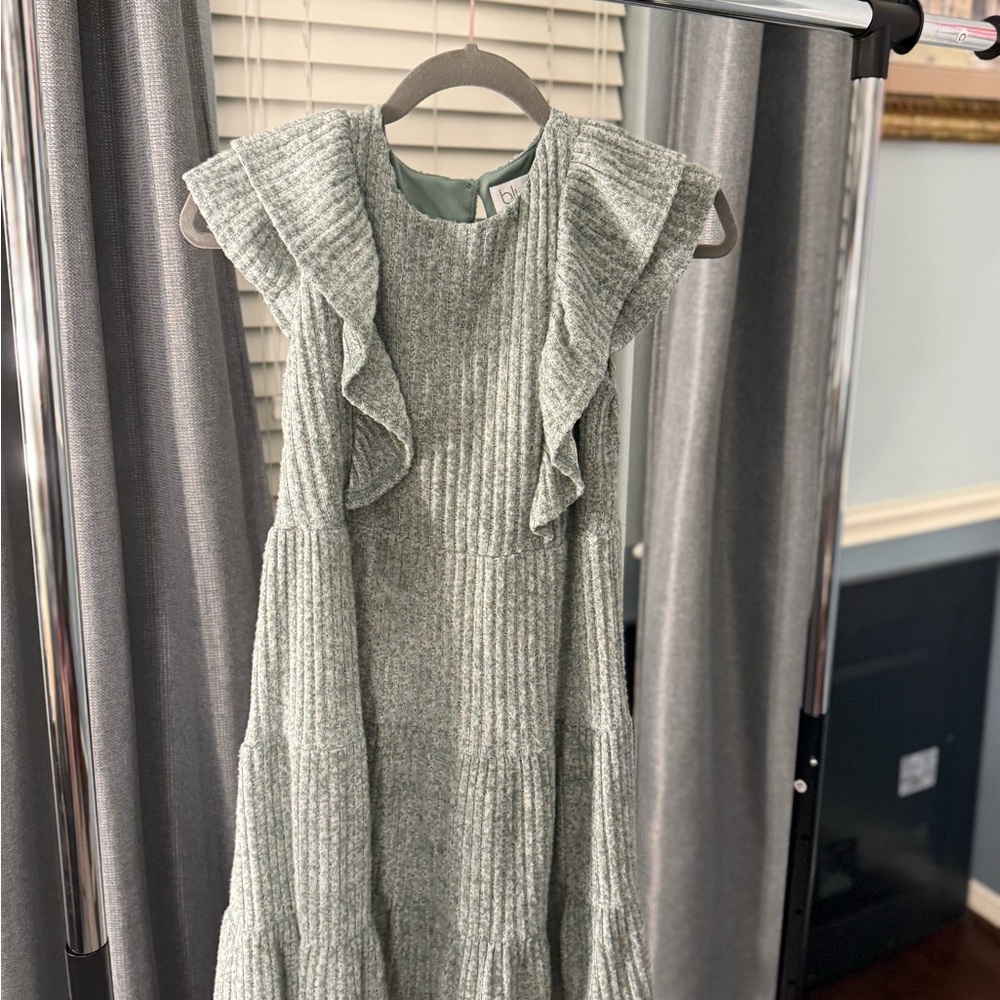 GIRLS SOFT VELVET RUFFLE DRESS